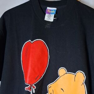 Pooh Black Short Sleeve Tee with Red and Orange Accents